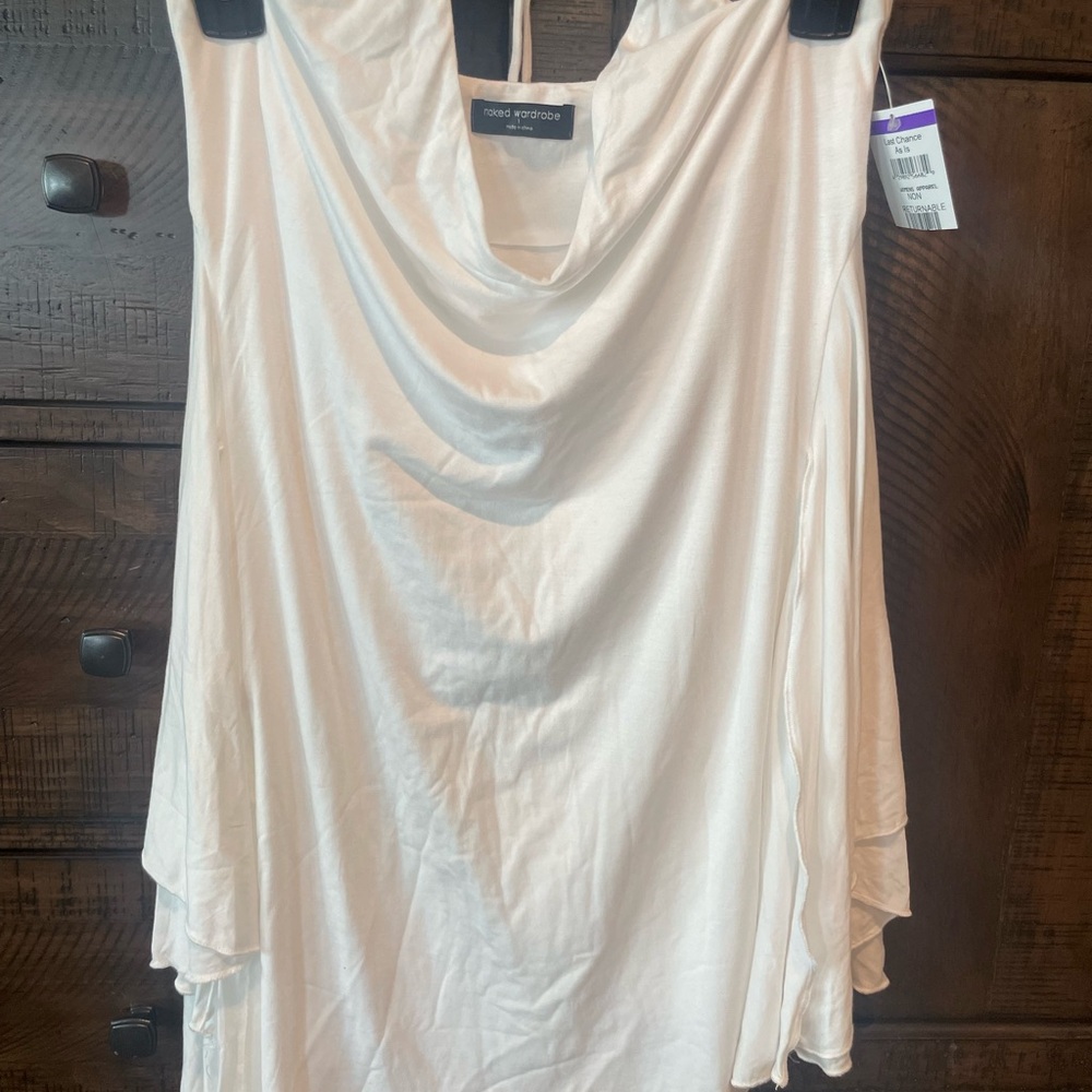 naked wardrobe white flowy tunic top.